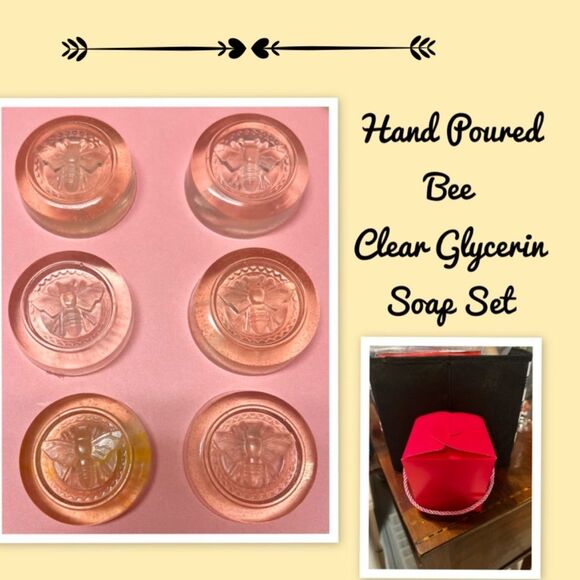Hand Poured Bee Soap Set, Clear Glycerin Soap, Bee Soap Set - Picture 1 of 1